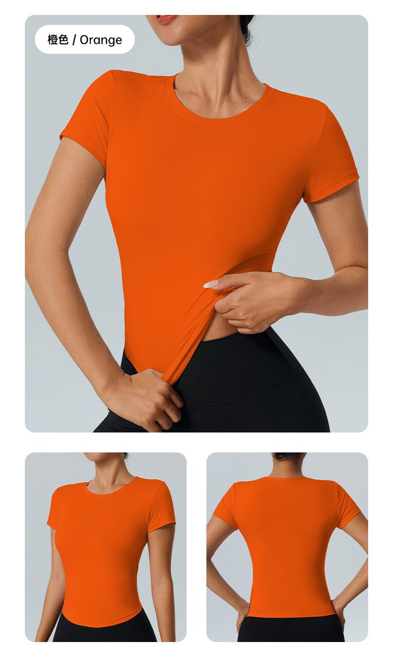 Outdoor fitness top yoga wear round neck short sleeve quick-dry tight-fitting versatile running yoga sports short sleeve T-shirt for women Light Compression