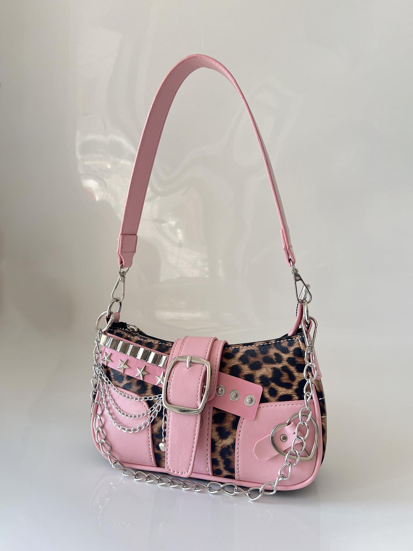 Vintage Y2K Women's Bag, Punk Style Small Colorblock Star Chain