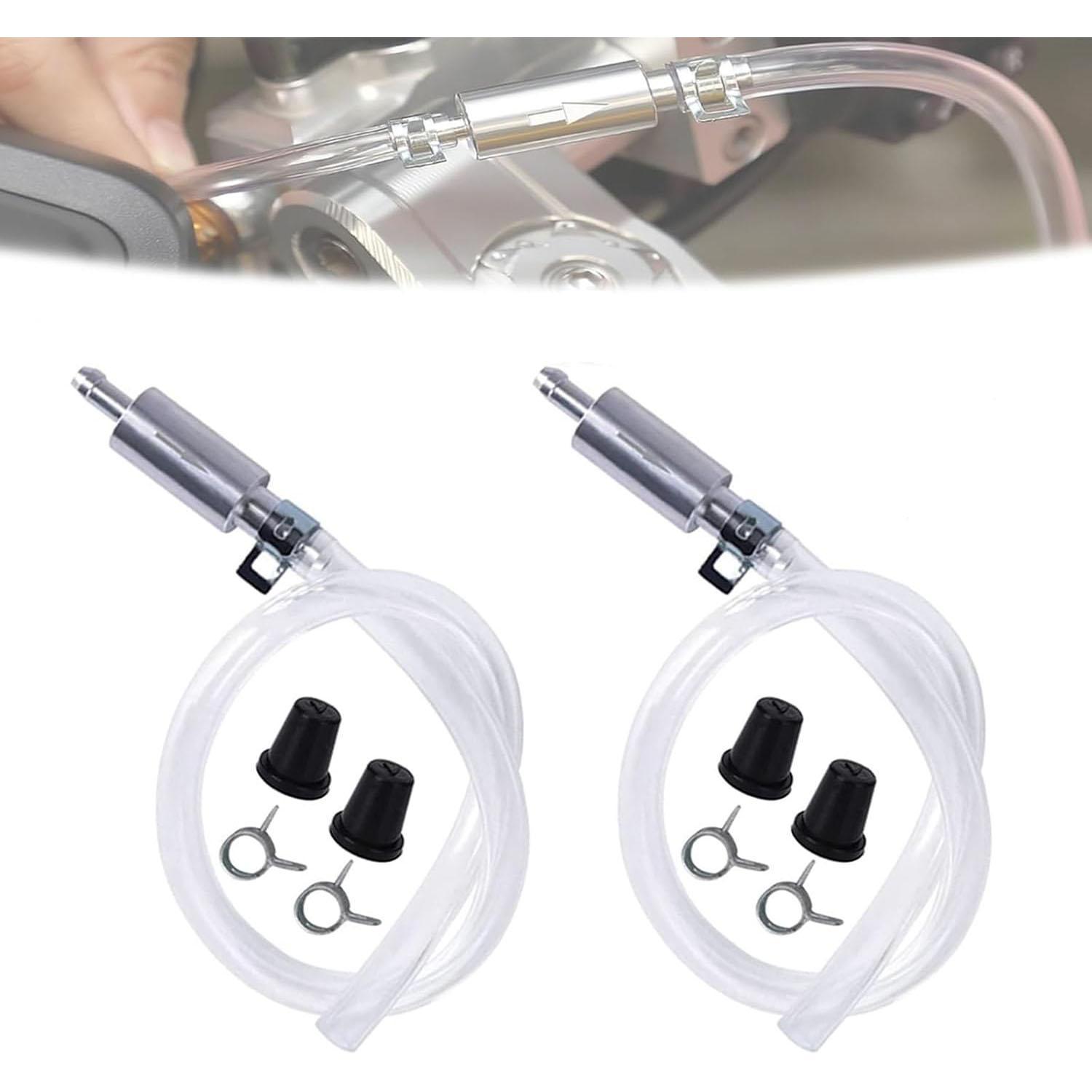 2 PCS Universal Brake Fluid Deflerator, Brake Bleed Hose, Brake System Bleeding Tools, Auto Motorcycle Clutch One-Way Check Valve Tube Deflation Tool Kit Hose with Metal Clamp