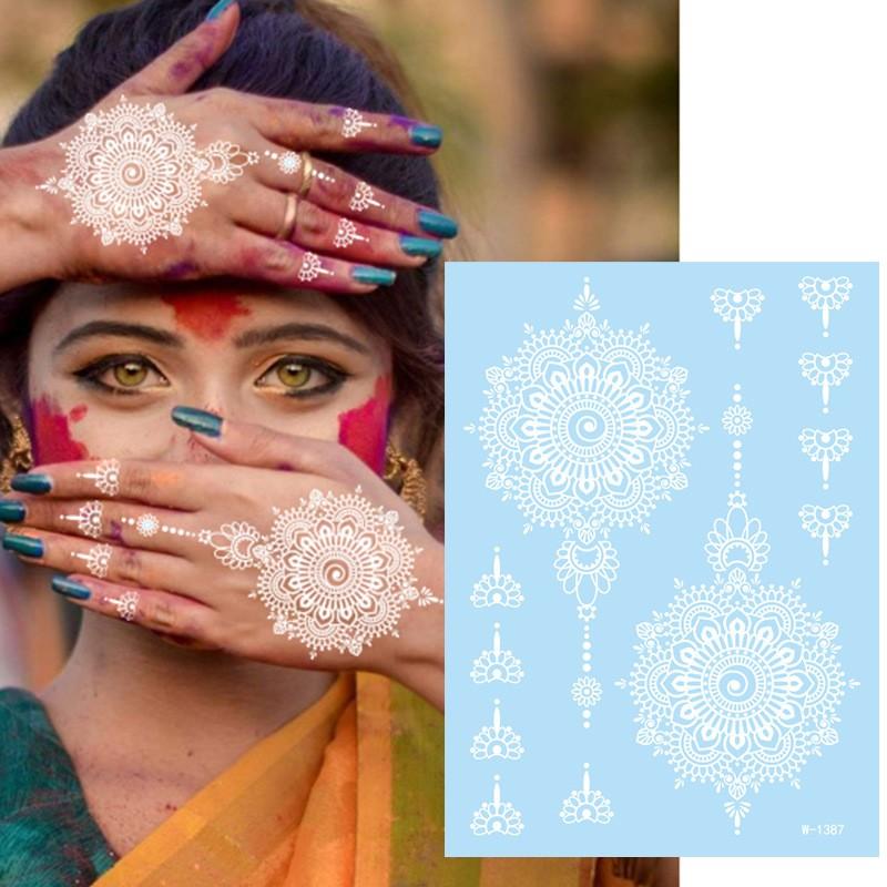 Lace Temporary Tattoo Stickers, Henna Style Hollow Design, Waterproof Non-Fading, Gentle Skin Friendly, Perfect for Weddings