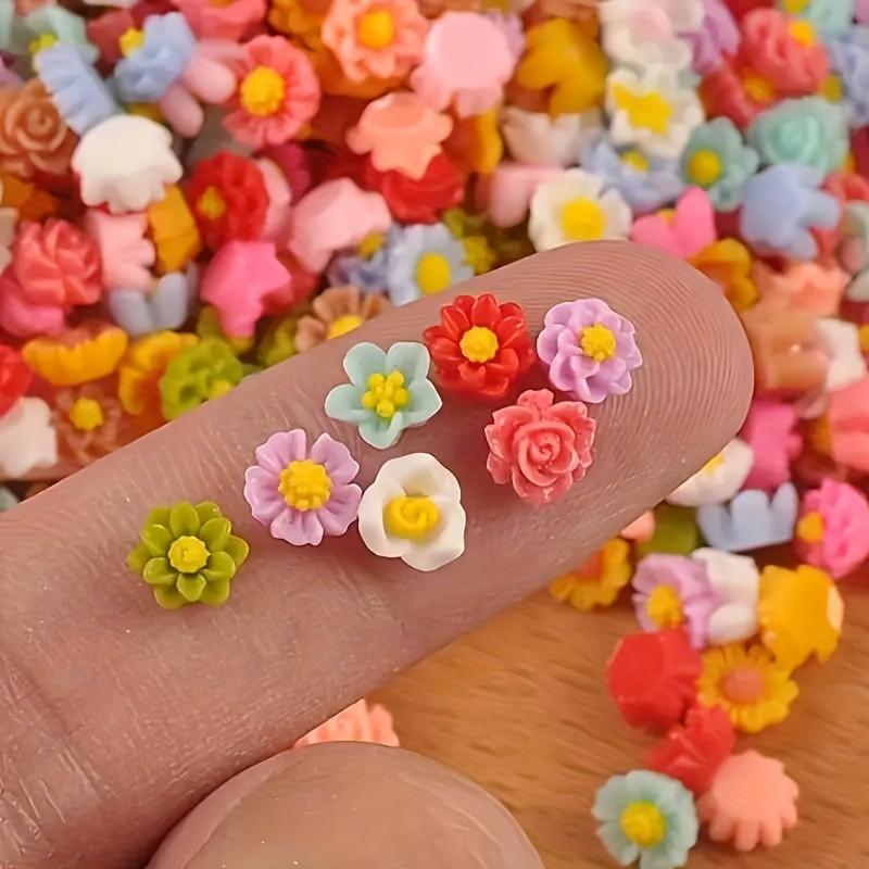 100pcs Pastel Floral Star Beads, Small Handmade Beads for Jewelry Making, Nail Art, Hair Accessories, DIY Projects, Bright Colors