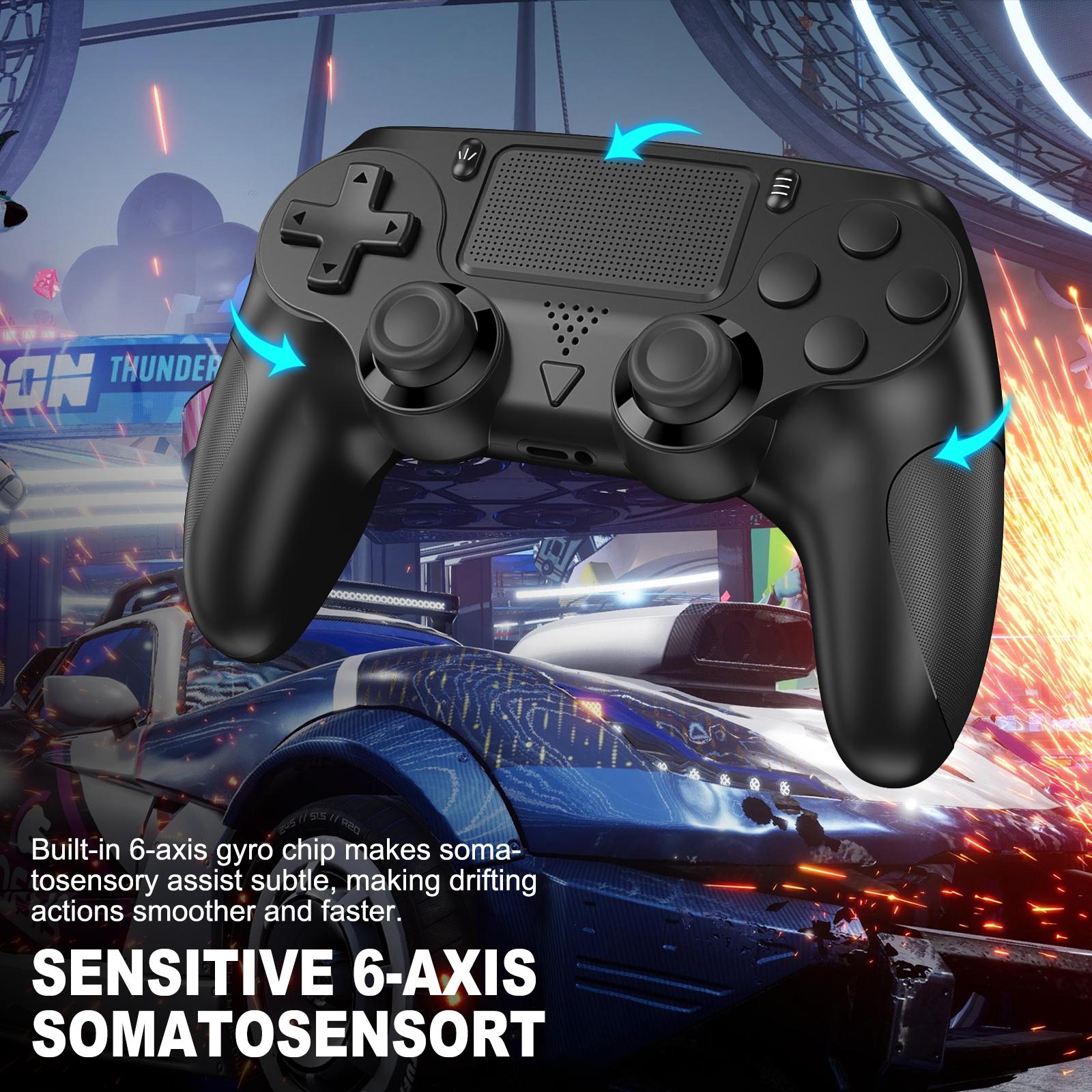 Precision gaming controller, compatible with PS4/PS4 Slim/PS4 Pro/PC, featuring dual vibration, six-axis gyroscope, touchpad, and speaker, designed for the ultimate PS4 gaming experience - Black