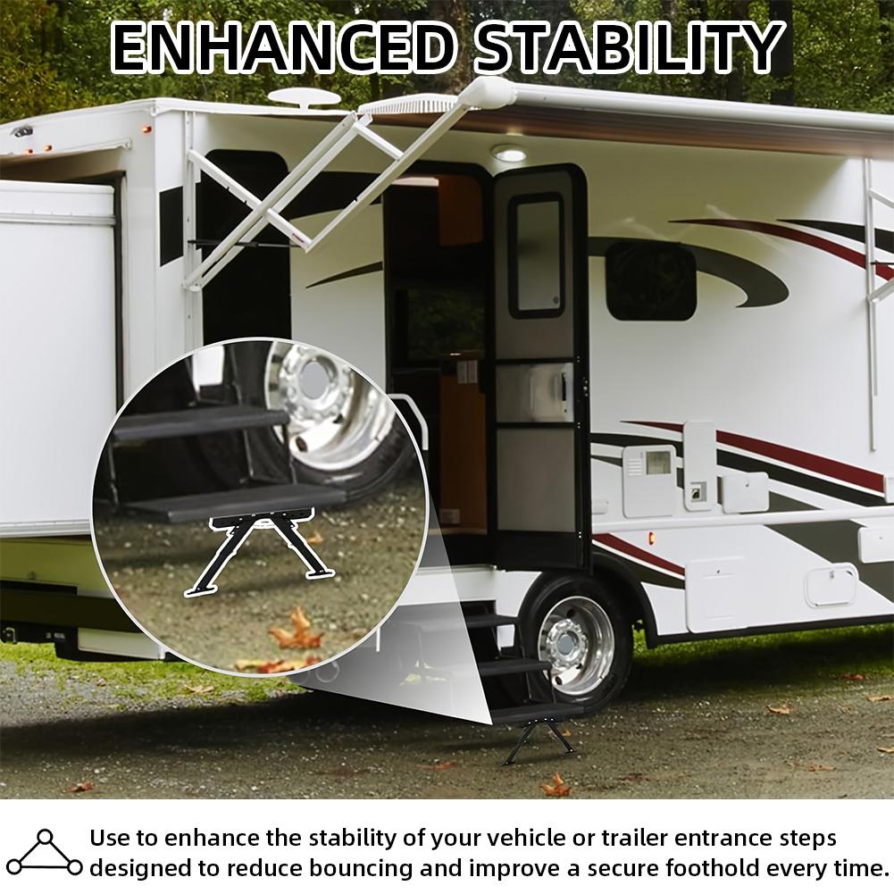 RV Folding Step Board Bracket Adjustable RV Folding Foot Stabilizer Height Ranges From 2.8in To 11.3in Foldable Ground Support Jacks for RV Travel Trailers Motorhomes