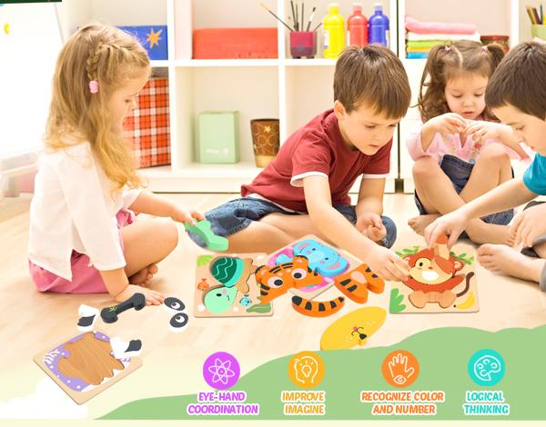 edutree Wooden Puzzles for Toddlers 2-4, 6 Pack Animal Shape Puzzle Montessori Toys for 1 2 3 Year Old, Educational Learning Toys for Girls Boys, Christmas Gift Black Friday, Mother's Day edutree Wooden Puzzles for Toddlers 2-4, 6 Pack Animal Shape Puzzle Montessori Toys for 1 2 3 Year Old, Educational Learning Toys for Girls Boys, Christmas Gift Black Friday, Mother's Day