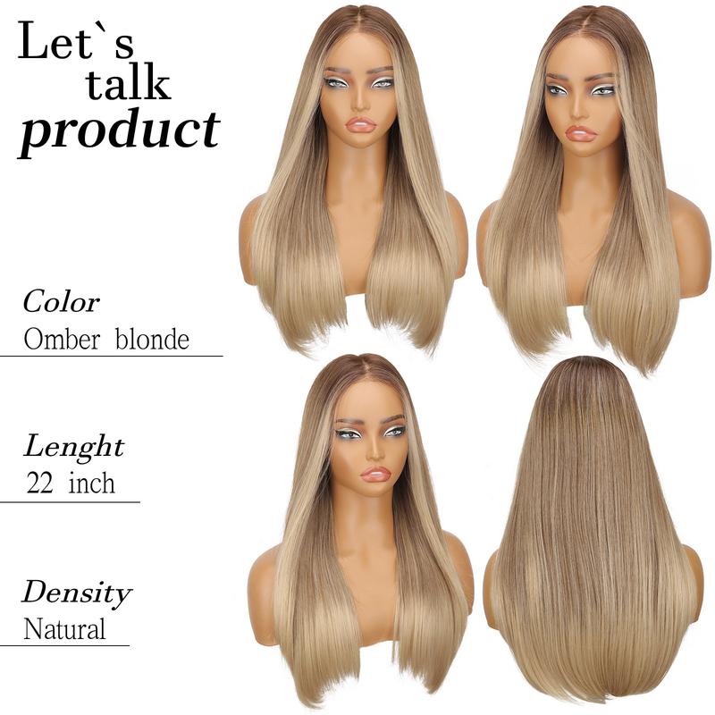 [AISI HAIR] 5X7 Synthetic  Lace Front Wig  ,Straight HD Lace Wigs 22 Inch Long Brown Wig Pre-Plucked Synthetic Wigs For Women