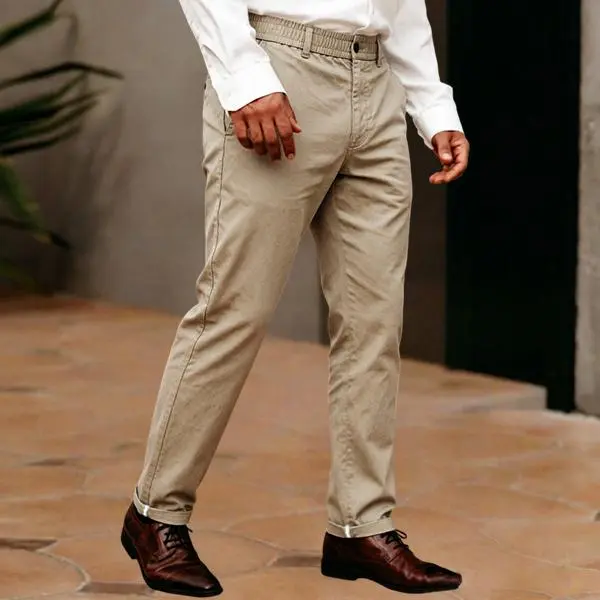 Men's Slim-Fit Formal Cropped Trousers, crafted from a cotton-spandex blend fabric, available in a variety of colors (Sizes: 28–38).