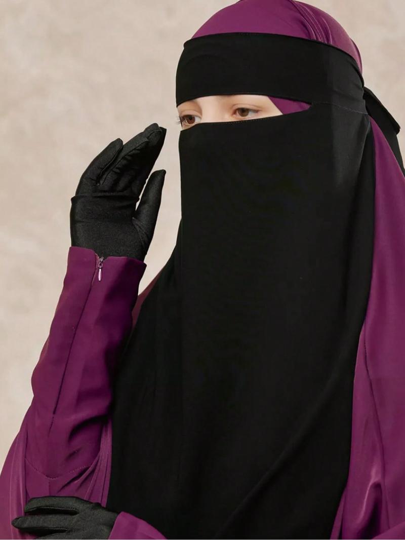 Women's Chiffon Soft Breathable Modesty Niqab, Single Layer Islamic Face Cover, Khima Headscarf Hijab for Muslim Prayer Daily Use