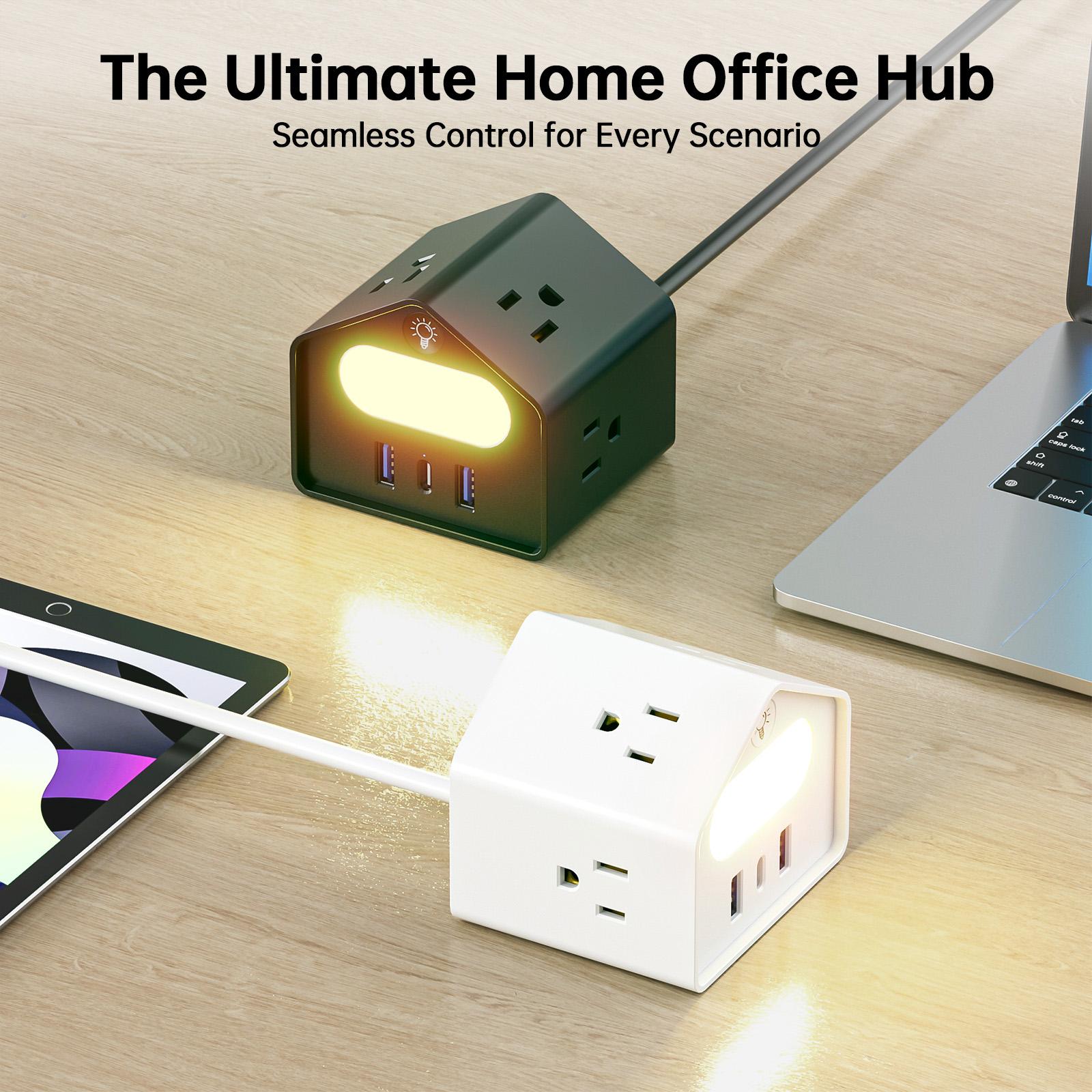 Us Plug Mini Socket with Pd18w Fast Charging, Creative Design Power Strip, 2 Meter Extension Cord for Office & Home Use