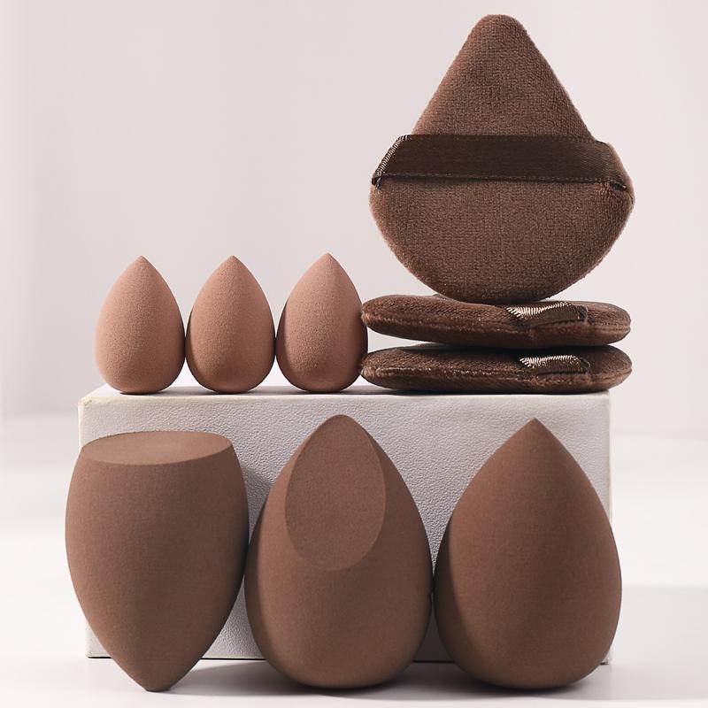 Makeup Tools Set for Women Summer Makeup, 9 Counts/set Including 6 Beauty Blender & 3 Makeup Powder Puffs, Soft Cosmetic Accessories for Contouring, Blending, Facial Detailing, Cosmetics Makeup Tool