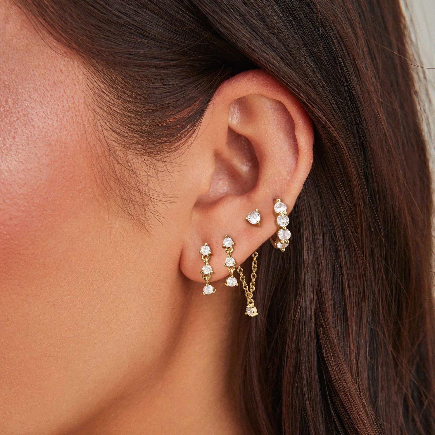 Earrings for Women Trendy  Hypoallergenic Cartilage Dangle Dainty  Hoop Earrings Sets for Women Stud Earring Sets for Multiple Piercing Jewelry Gifts for Her Valentine's Day Gift