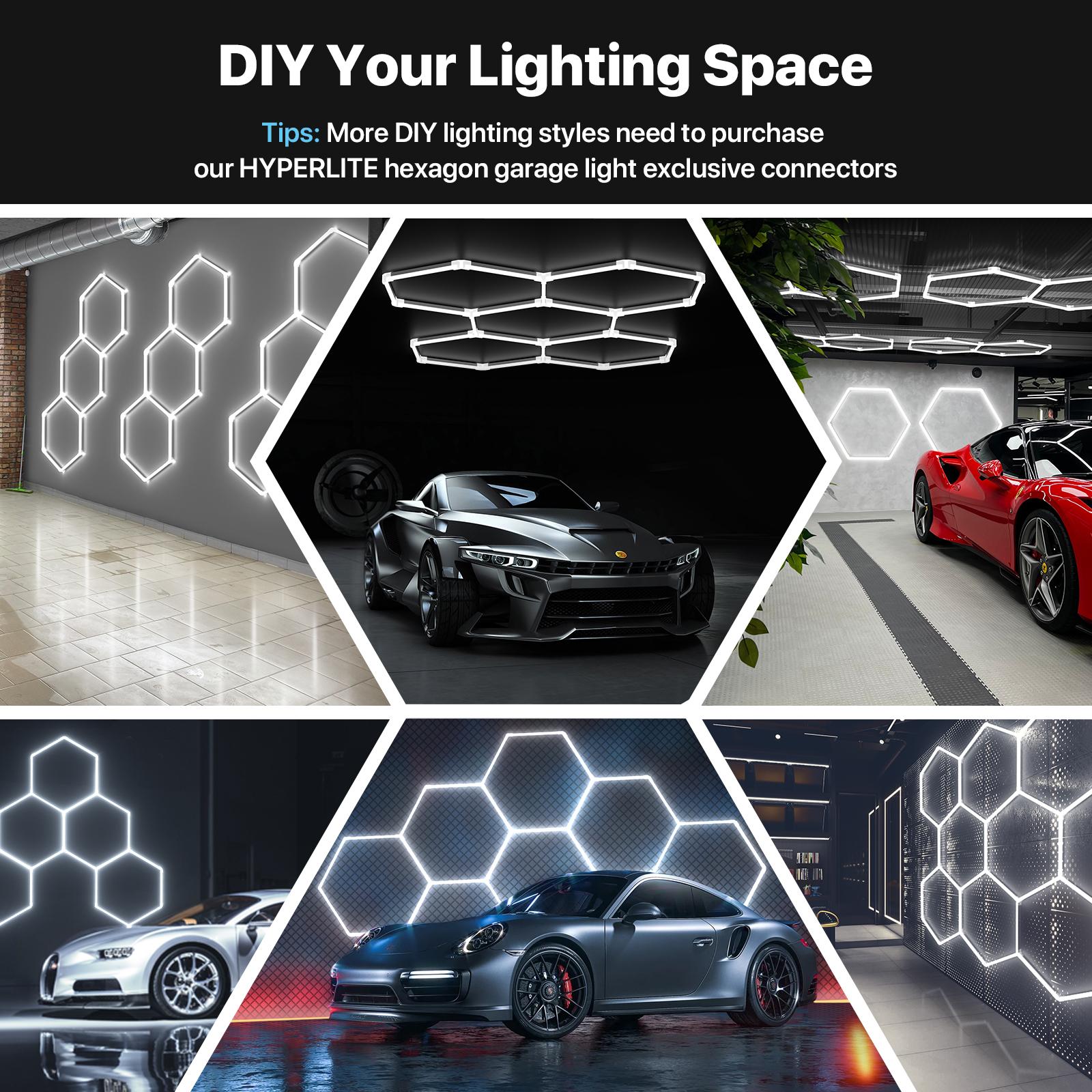 HYPERLITE 2025 New DIY Plug-in Hexagonal Ceiling Light, Honeycomb Ceiling Light, Ultra Bright , Hexagonal Garage Light suitable for garages, supermarkets, shopping malls, car shows, basements, ideal for Led Backlit Led Lighting，SpringGlowUp
