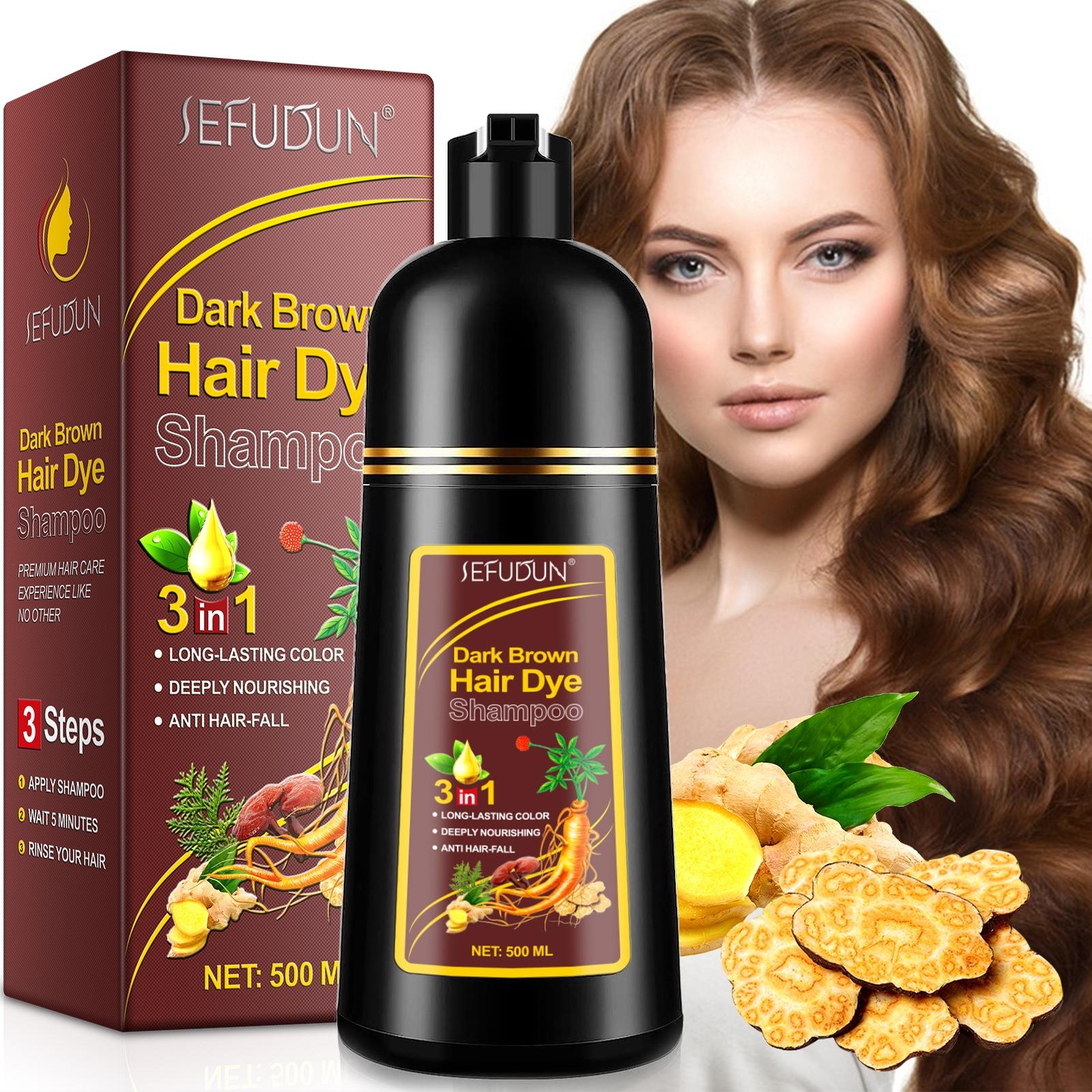 Sefudun 3-In-1 Hair Dye Shampoo /, Combines Coloring & Conditioning, Herbal Formula, No Damage, DIY Salon Quality at Home