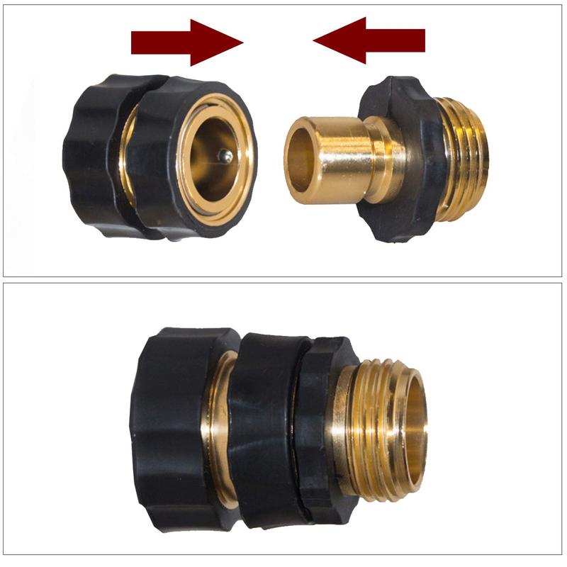 Hourleey Garden Hose Quick Connector, 3/4 Inch Male and Female Garden Hose Fitting Quick Connector