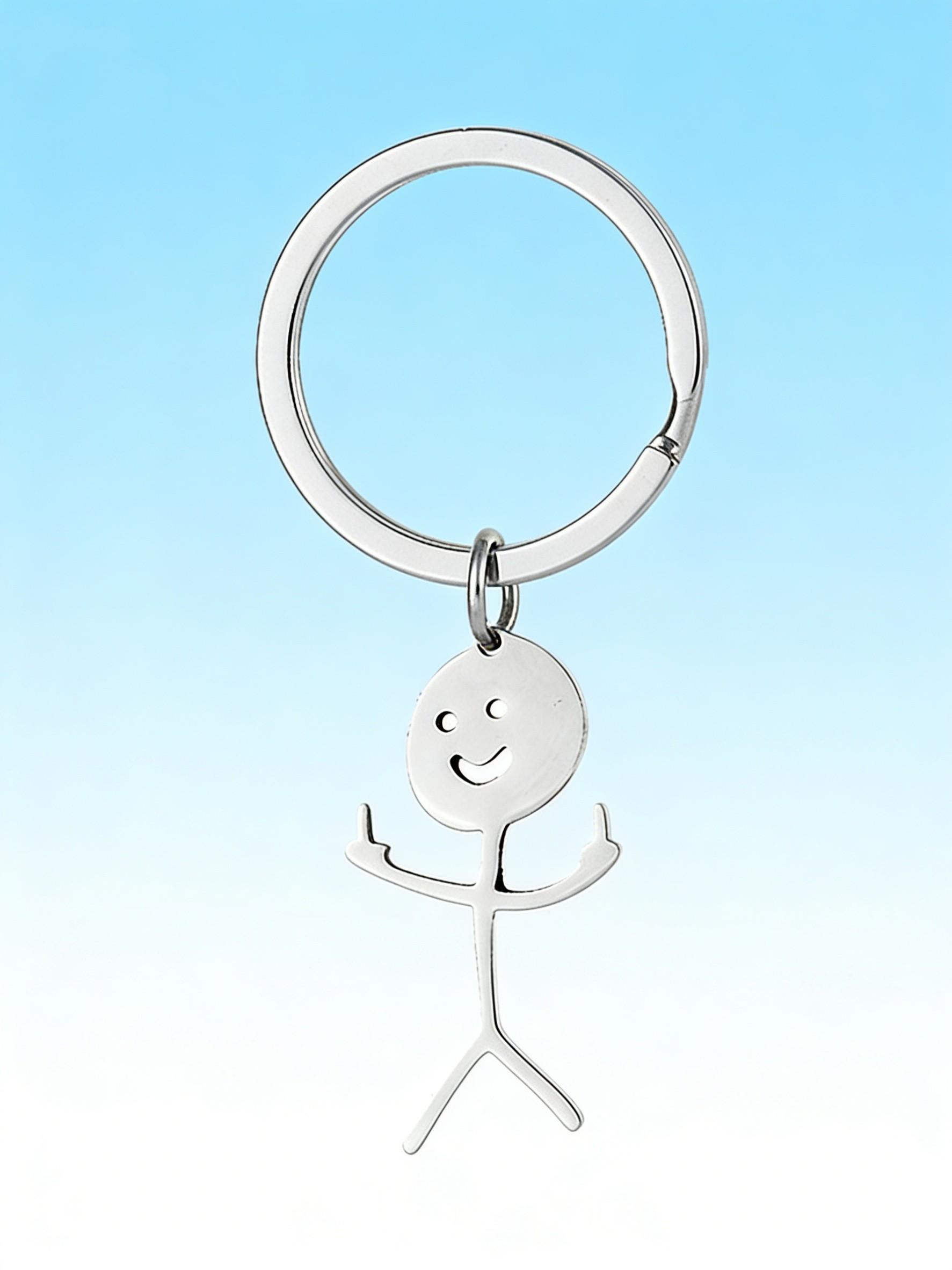 Cartoon Figure Shaped Keychain for Men & Women, Stainless Steel Keychain, Metal Key Chain, Cute Key Ring