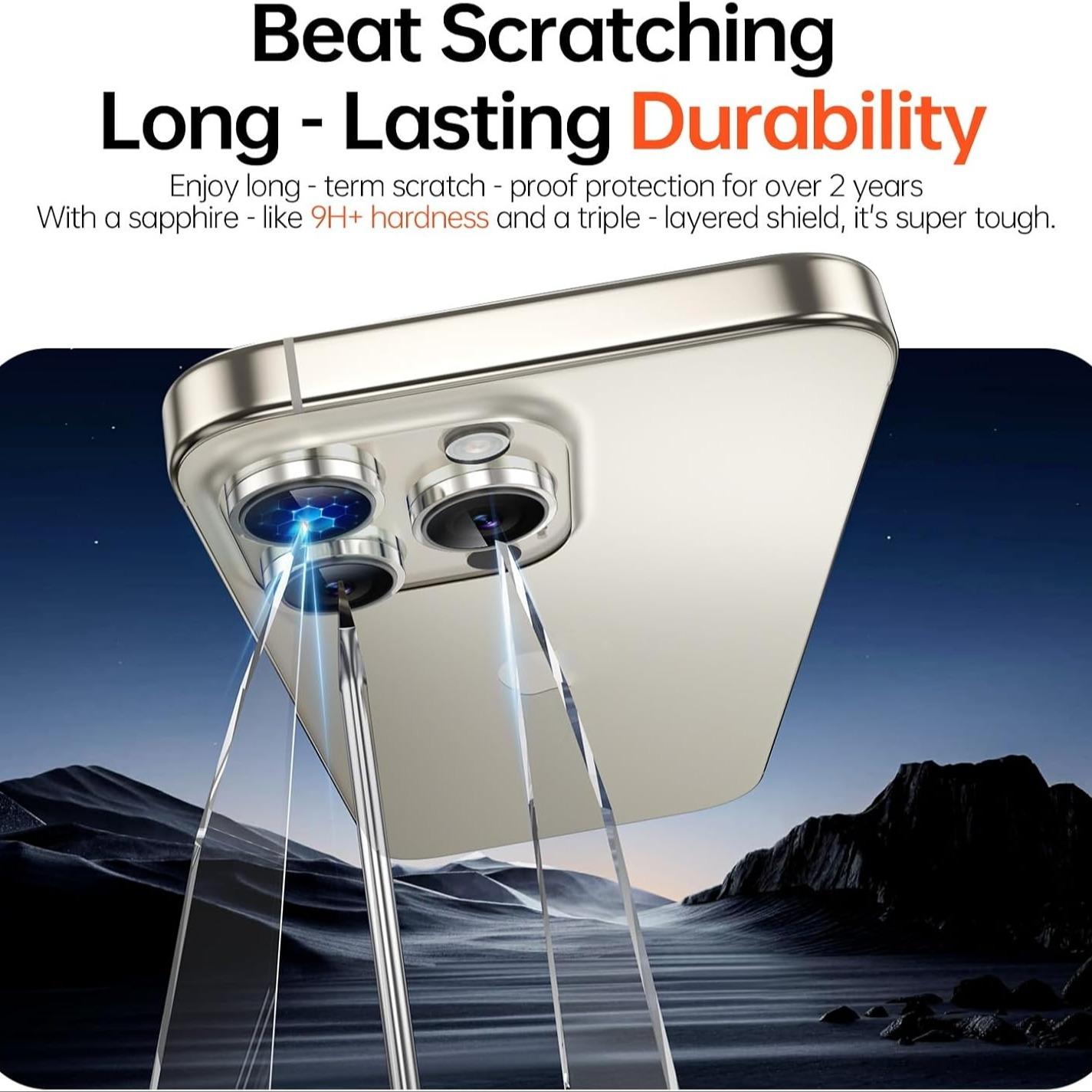 2 Pack Lens Protection Film for iPhone 17/16/15/14/13/12/11, Includes Removal Tool, Anti-Fog High-Quality Glass, Durable and Shockproof Design, Glass Camera Protector