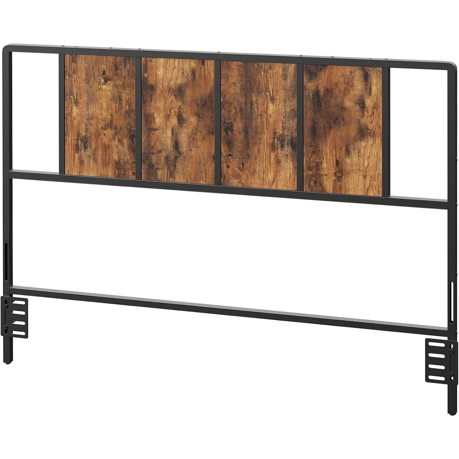 Queen Size Headboard Only, Metal Headboard with Adapters, Minimalist Industrial Style for Queen Size Beds, Rustic Brown and Black