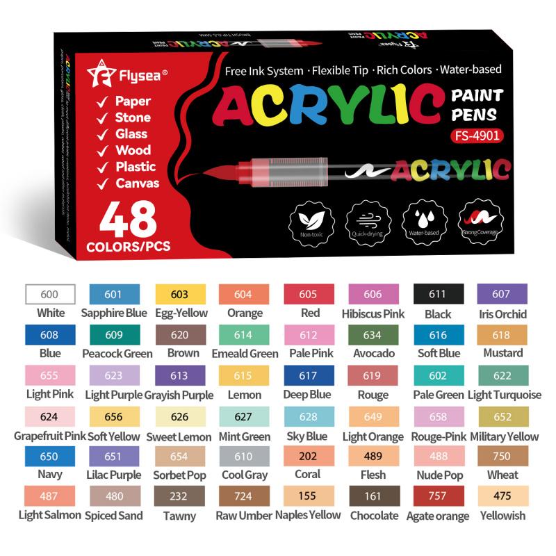 Acrylic Paint Markers, Soft Brush Tip Acrylic Paint Pens, Quick-Drying Waterproof Ink, for Rock Painting Plastic Wood Canvas Glass Ceramic Metal Art Crafts Supplies, Art Marker Set Christmas Gift