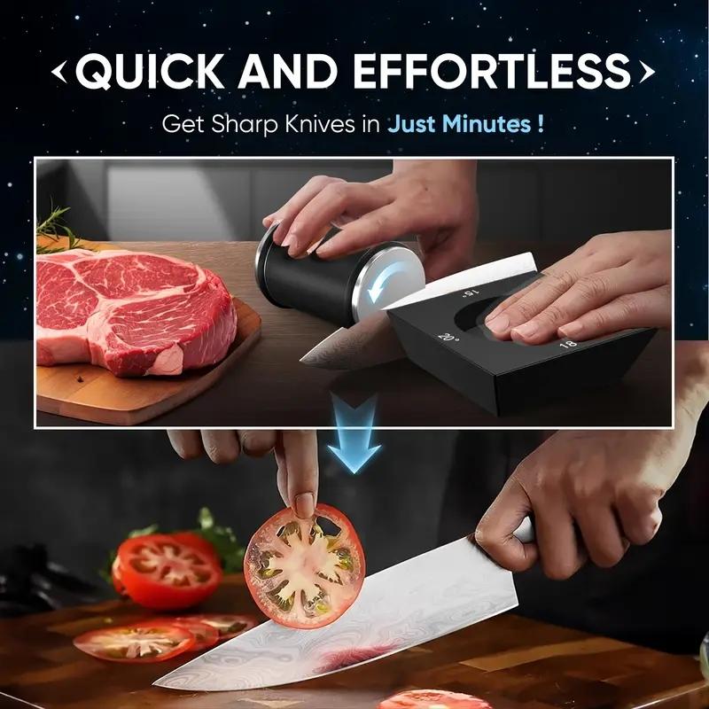 1-Piece Knife Sharpening Tool Set — Rolling Knife Sharpening Kit with Diamond and Ceramic Sharpeners — Suitable for Steel of Any Hardness — Features 12°, 15°, 20°, and 22° Magnetic Angles — An Ideal Gift for Loved Ones and Friends