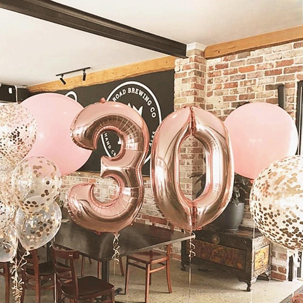 Romantic Rose Gold 3D Number Balloons, Metallic Birthday Decor, Wedding Anniversary Backdrop, Photo Booth Props, Party Wall Decoration, Durable Foil Balloons for Celebration, Event Decorations.