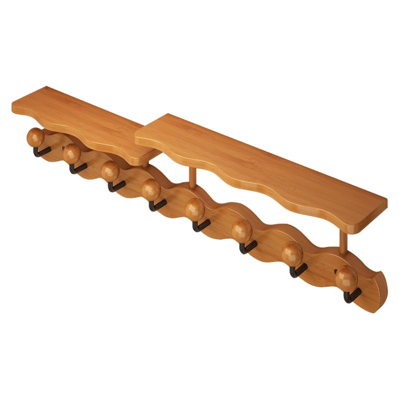 Modern Simple Coat Rack with Multiple Hooks, Wall-Mounted Bamboo Clothes Hanger, Wall Mounted Shelf, Stable and Durable, Suitable for Entryway, Bedroom, Bathroom, Wall Mount Design