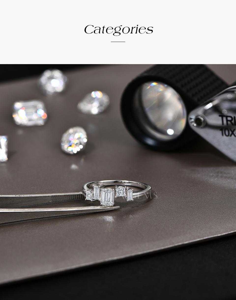 5*4mm Synthetic Moissanite Ring Simple Daily Wear Birthday Present Fine Jewelry R167