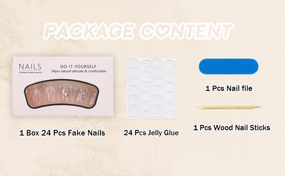 24Pcs Pink French Tip Press Nails Short Square Fake Nails Spring Cherry Blossoms with Line Design Nude Pink False Nails Stick Nails Full Cover Artificial Glue Nails for Women DIY Manicure