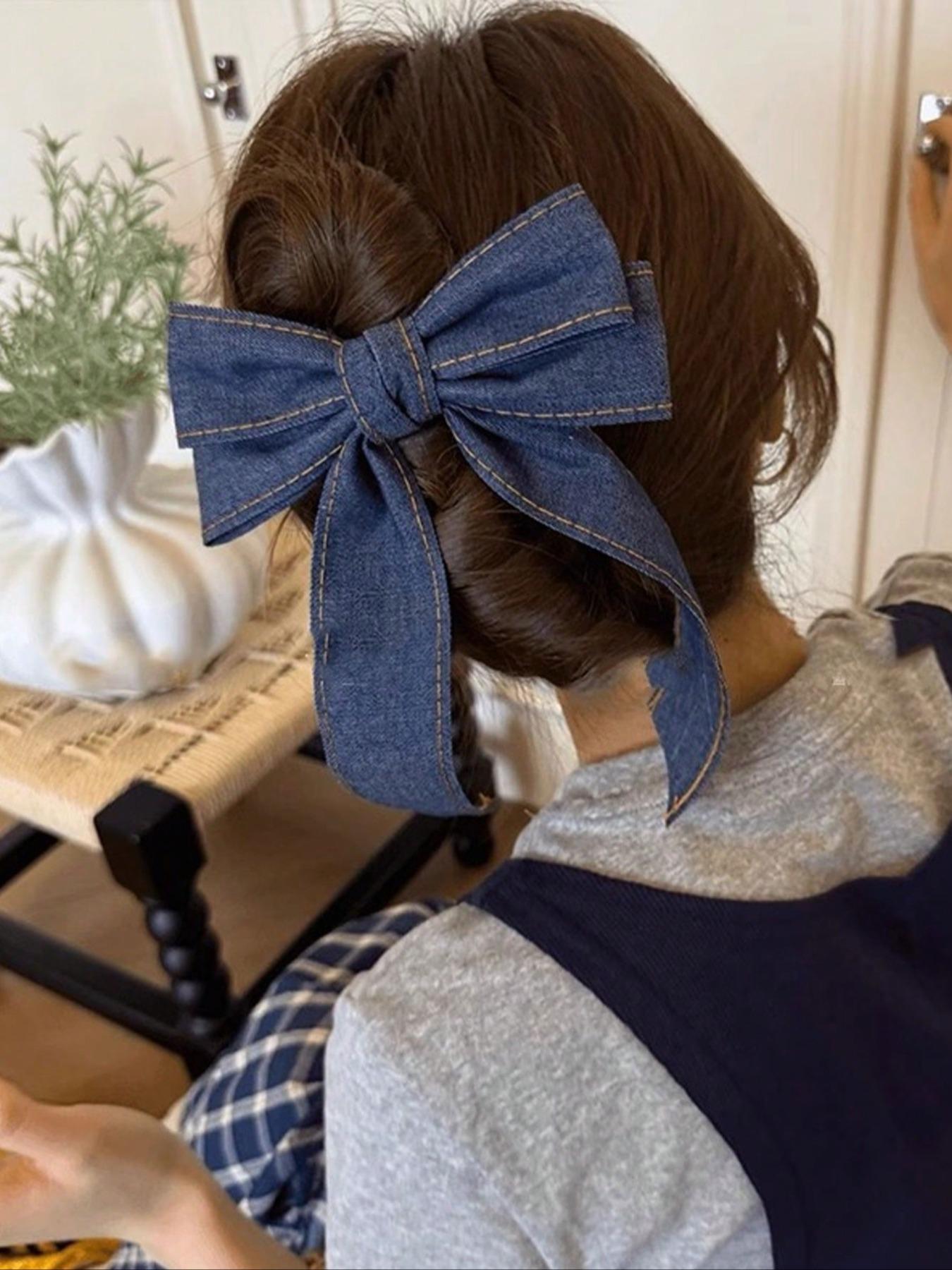 Bow Ribbon Hair Clip - Elegant Retro Blue Fabric Hair Accessory for Women, Mother’s Day Gift, Party & Birthday Hair Clips, Secure Hold for Updos & Buns, Versatile for Parties & Birthdays, Ideal Mother'S Day Gift