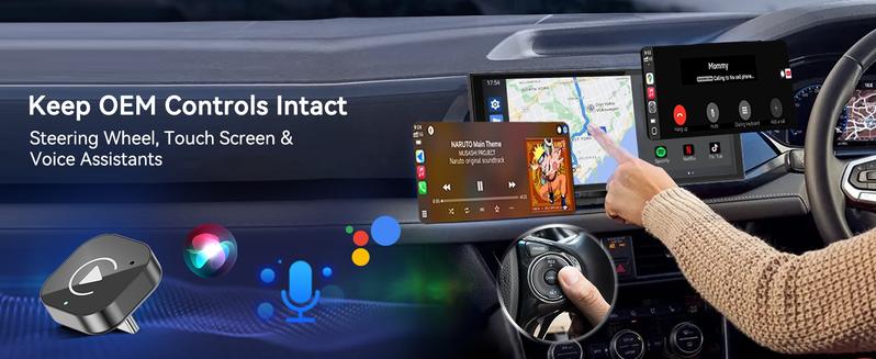 (Type-C) Two-In-One Carplay Adapter, Wireless Carplay Converter USB-C/android Auto USB-C, Convert Wired Connection to Wireless, Plug-And-Play, Wireless Carplay Dongle