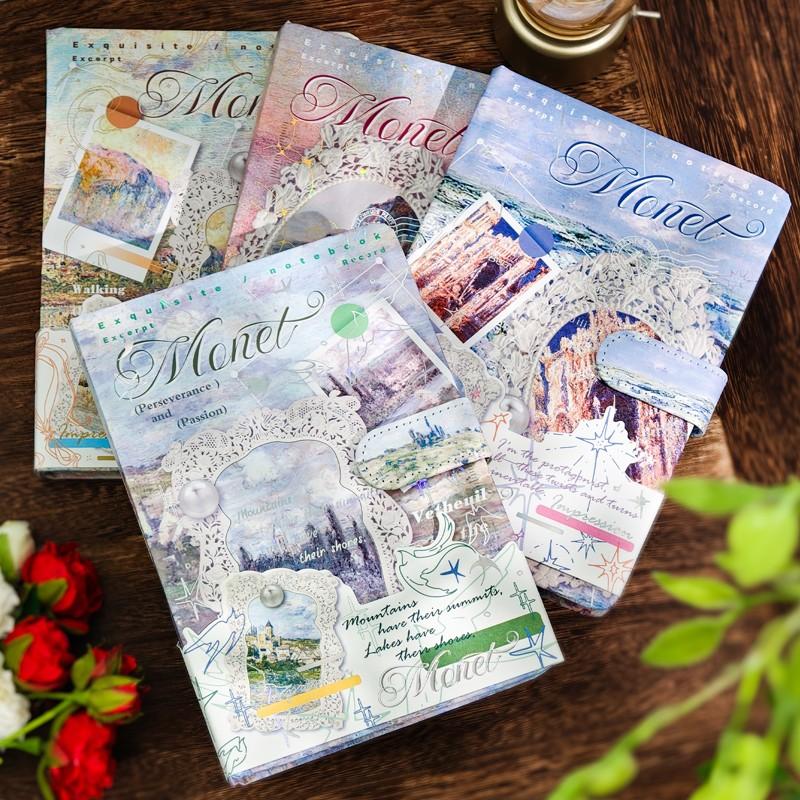 96-Page Oil Painting Style Gold Foil Magnetic Notebook, Vintage Art Journal, Premium Gold Foil Hardcover, Colorful Thickened Illustrations, Girl's Diary