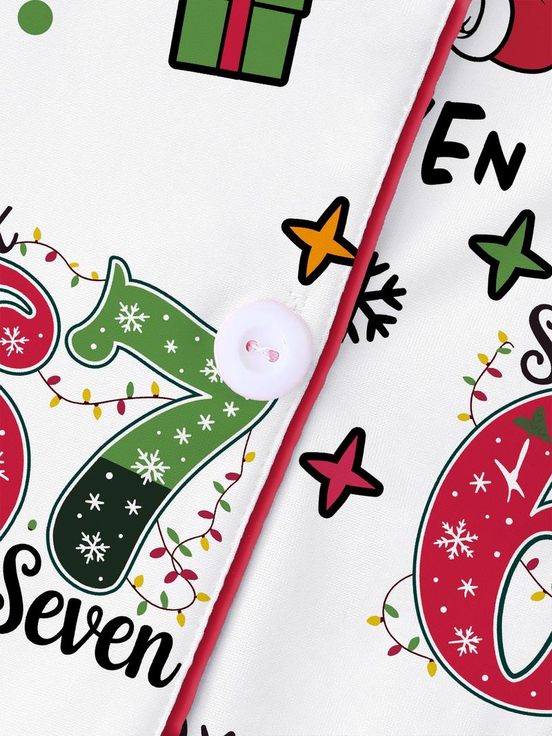 Women's 67 Six seven santa  Christmas Pajama Set, Fall & Winter Long Sleeve Loungewear, Elastic Waist Pants, Comfortable Cute Holiday, Christmas Gift