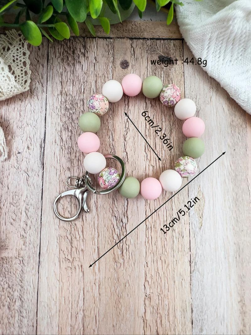 Boho Style Beaded Keychain, Colorblock Beaded Wristlet Keychain, Fashion Accessories for Women & Men, Cute Keychain, Trendy All-match & Exquisite Keychain As Gift