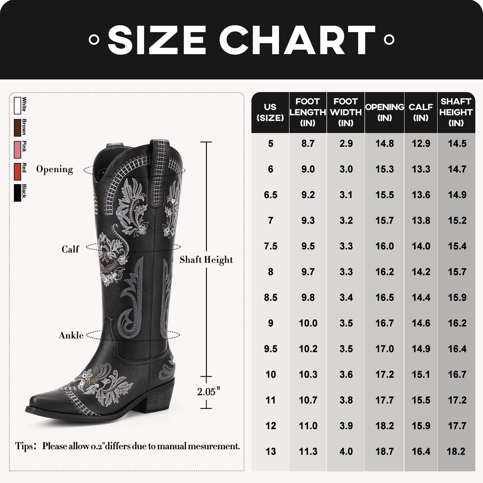 【Rodeo Boots】Wranglette Women's Embroidered Western Cowboy Boots Floral & Rhinestone Embellished Knee-High Cowgirl Boots, Pointed Toe & Block Heel Trendy Country, Festival, Party & Casual Footwear for Fashionistas into Vintage Western Style
