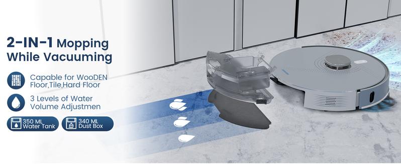 AIRROBO L50+ Robot Vacuum and Mop Combo with 5500Pa Suction, Auto-Emptying Dust Base, Smart Mapping & Voice Control – 60-Day Hands-Free Cleaning for Carpets & Hard Floors