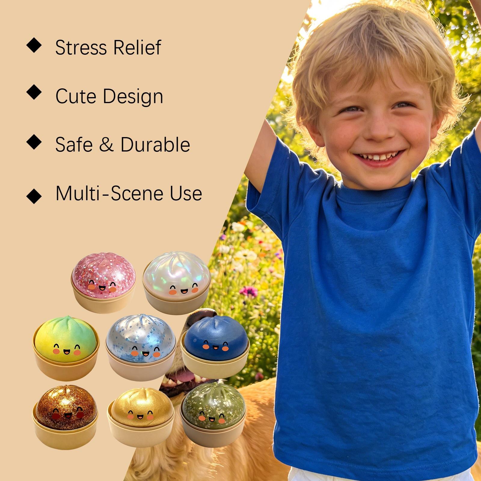 Glitter Series Expressive Big Dumpling Squishy Blind Box, Mysecret Bun Fidget Toy, Soft TPR, Stress Relief, Unboxing Surprise, Random Rare Style. Ideal for Graduation, Valentine’s Day & Easter, great for students and kids to exchange gifts.