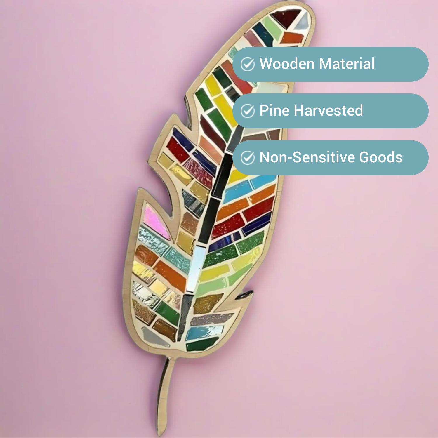 Christmas DIY Mosaic Craft Kit, 1 Set Colorful Leaf Shaped Ornament, Creative DIY Feather Shaped Craft Kit, Party Gift for Friends & Family, Room Decor Gift for Mom, Women, Girlfriend