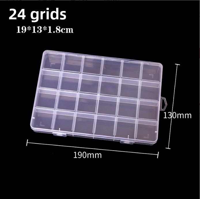 24 Grids /12 Grids Plastic Storage Box, Fixed Compartment Organizer, Bead Storage Container, Nail Art Supply Box