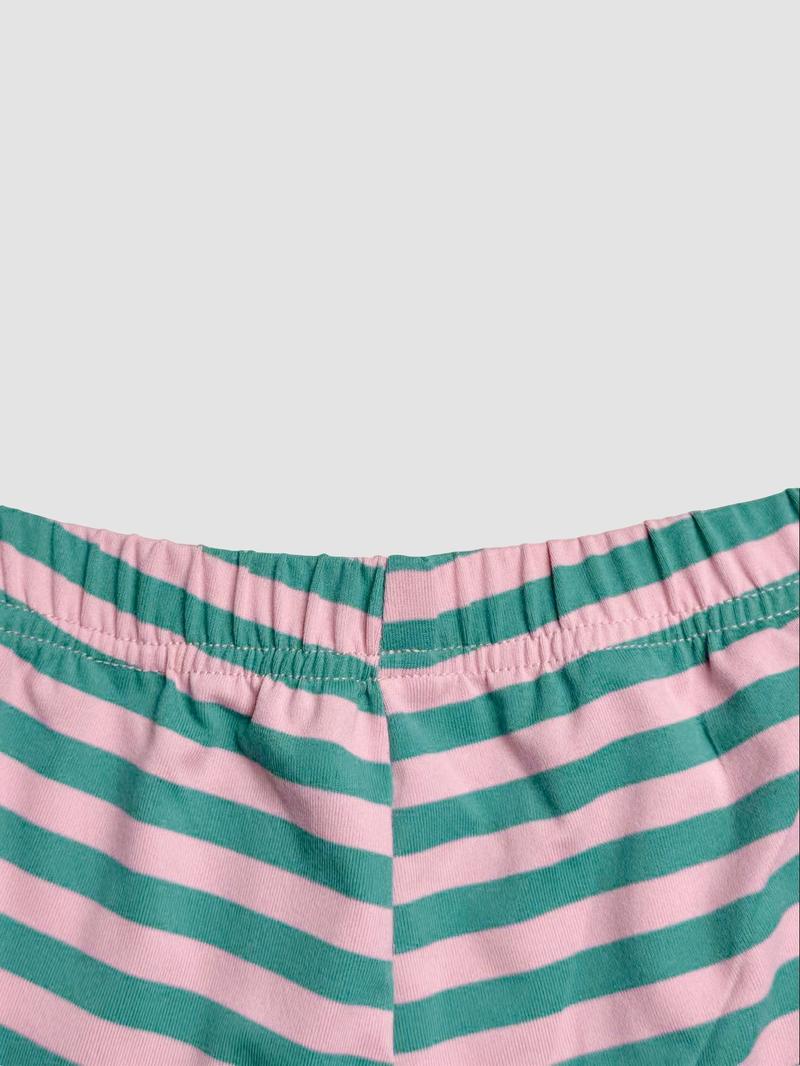 Valentine's Day Women's Casual Striped Long Sleeve Top & Shorts Set, Loose Fit, All Season, Comfortable Travel Clothing for Daily Wear