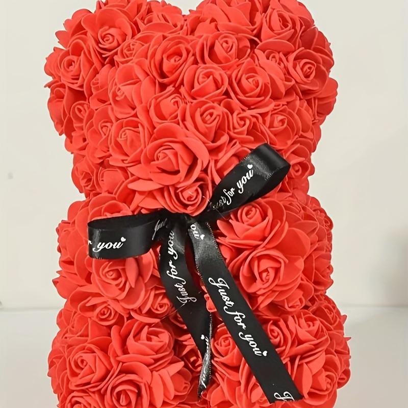 Eternal Rose Bear - Artificial Flower Teddy Bear Keepsake, a Timeless Valentine's & Anniversary Gift for Lasting Romance and Elegant Home Decor