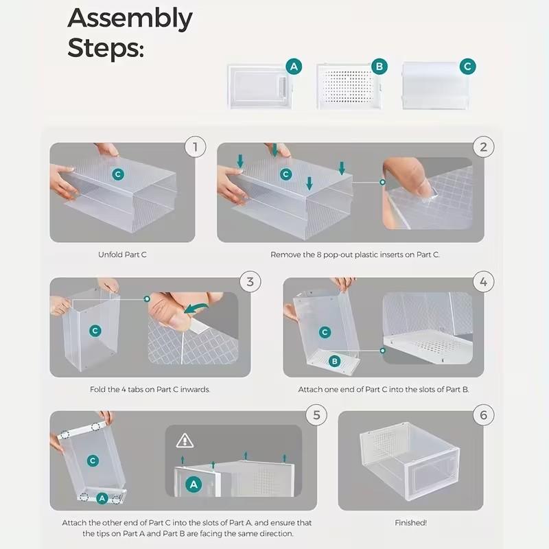 Stackable Shoe Storage Container, Transparent Front, Breathable Design, Perfect for Sports Shoes and High Heels, Home Essential