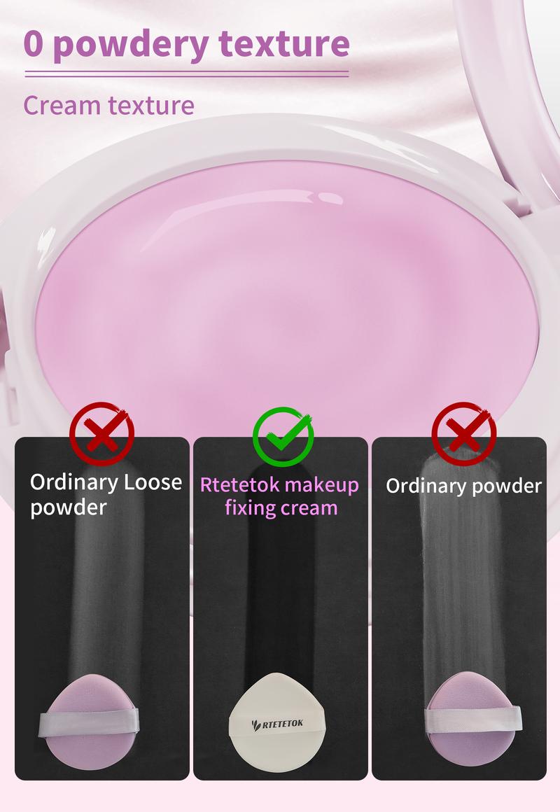 RTETETOK Makeup Setting Cream Oil Control Waterproof Matte Long-lasting Flawless Facial Makeup with Mirror Non-Lossing Powder Silky Cosmetic Smooth
