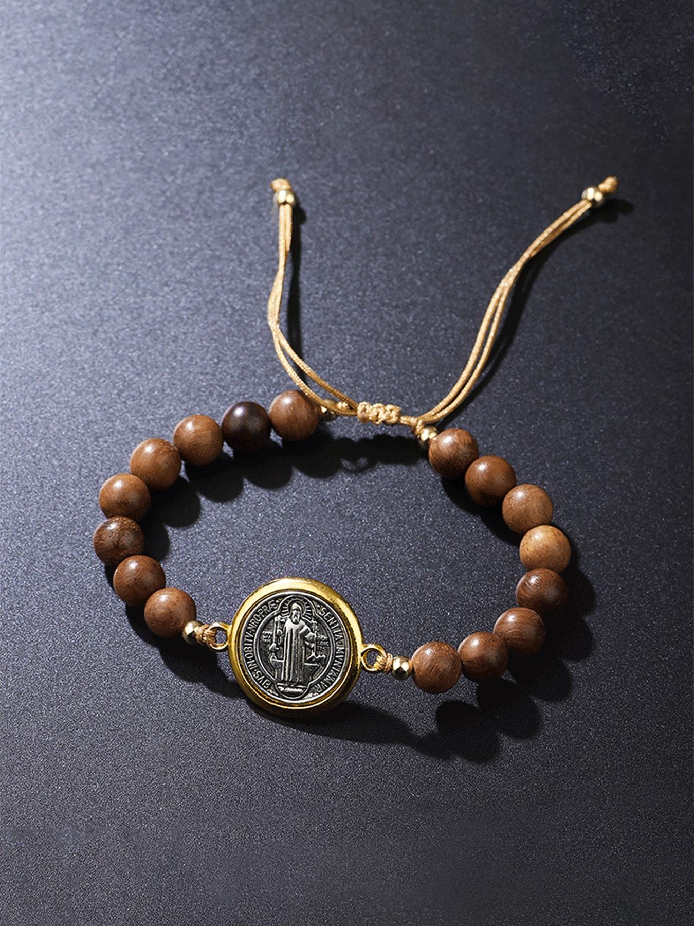 The Saint Benedict bracelet has adjustable drawstring and bead design, making it a simple couple's woven bracelet, Religious jewelry gift. It is suitable for daily wear, vacation dates, and is also a surprising and exquisite small gift