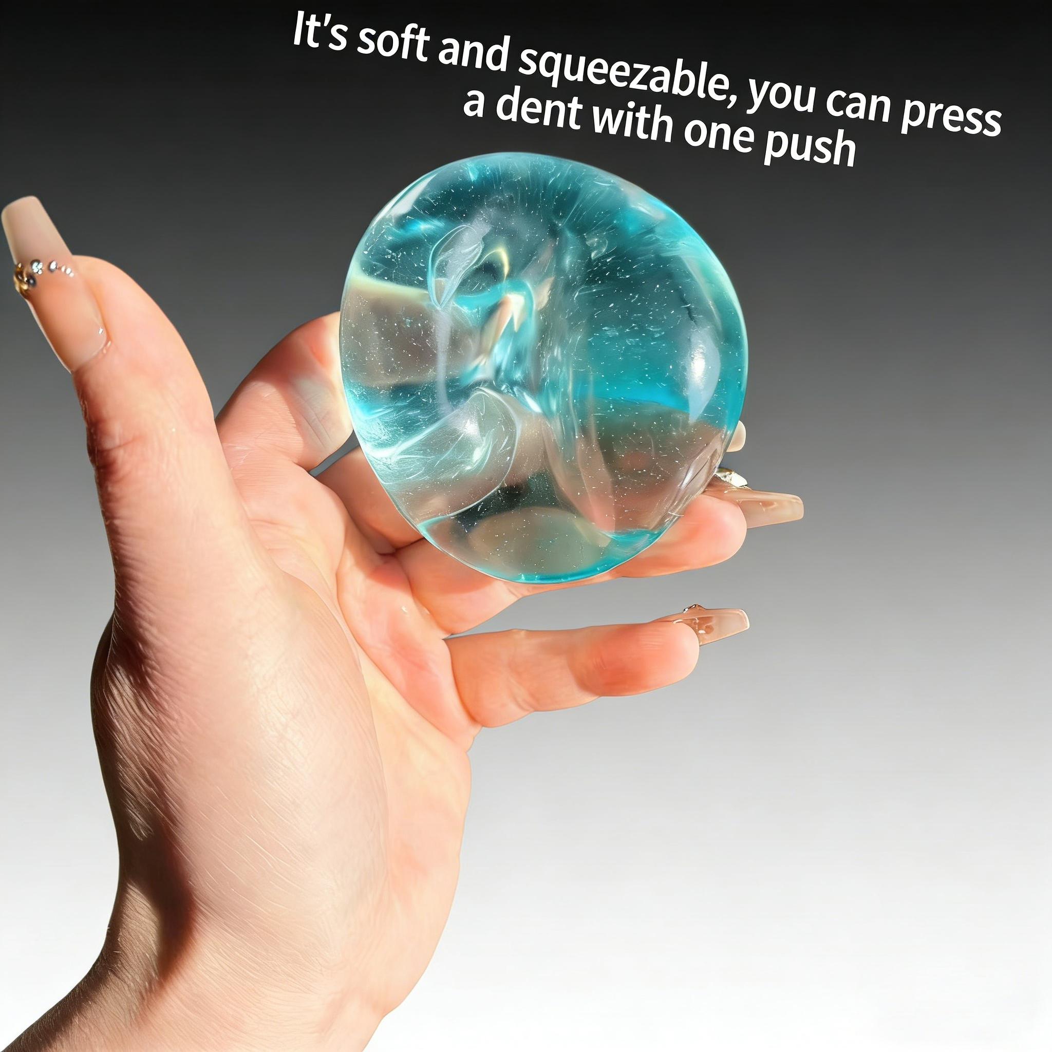 Blue Squishy Toys Anti Stress Sensory Fidgets Toy Soft Simulated Transparent Blue Slow-rebound Decompression Squeeze Toy High transparency jelly texture feels refreshing with just a pinch  Cute Translucent Pink Ball for Relaxation