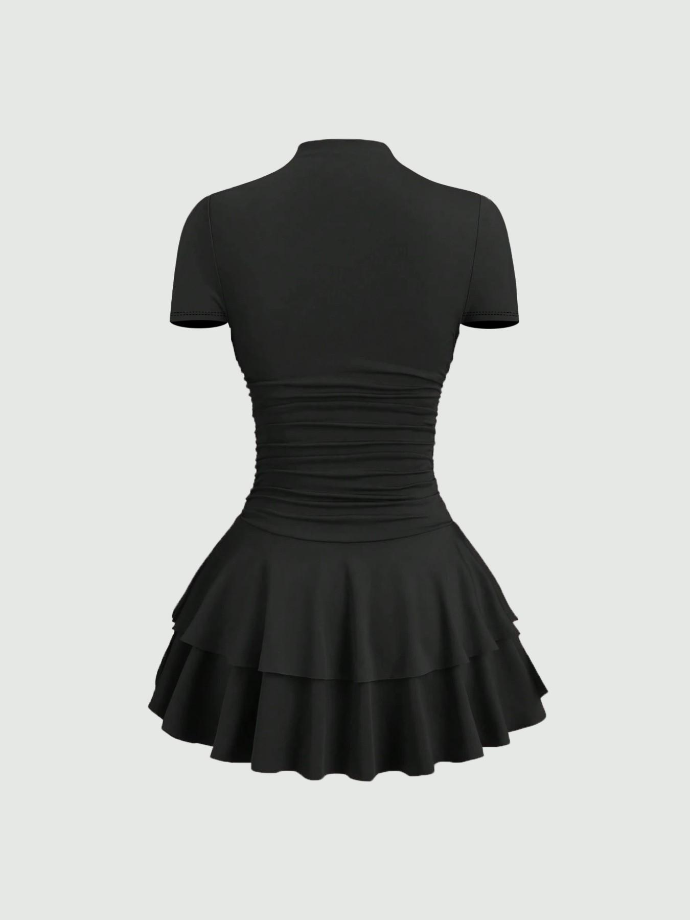 Women's Solid Color Short Sleeve Dress, Elegant Short Casual Wear, Perfect for Daily Use, Stylish and Comfortable Fashion