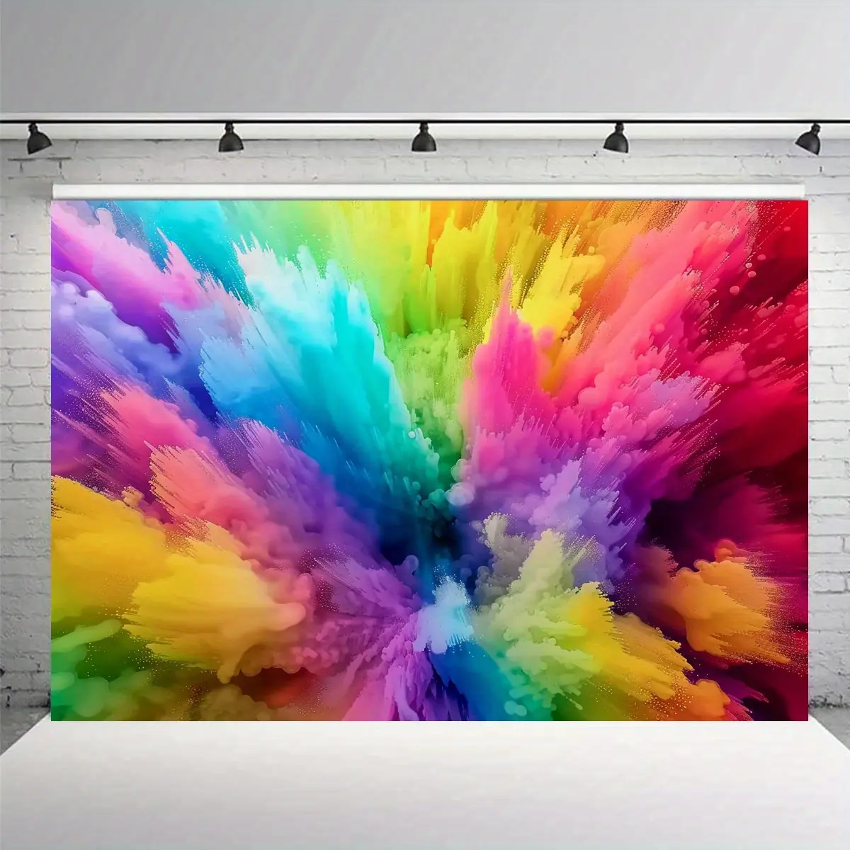2D Fold [Rainbow |   Abstract] Rainbow |   Abstract |   Vibrant Abstract Color Splash Backdrop - Polyester Material, 39X59In, 51X59In, 70.8X90.5In |   No Power Needed, Party Backdrop, Easy Setup Fabric, Room Decor