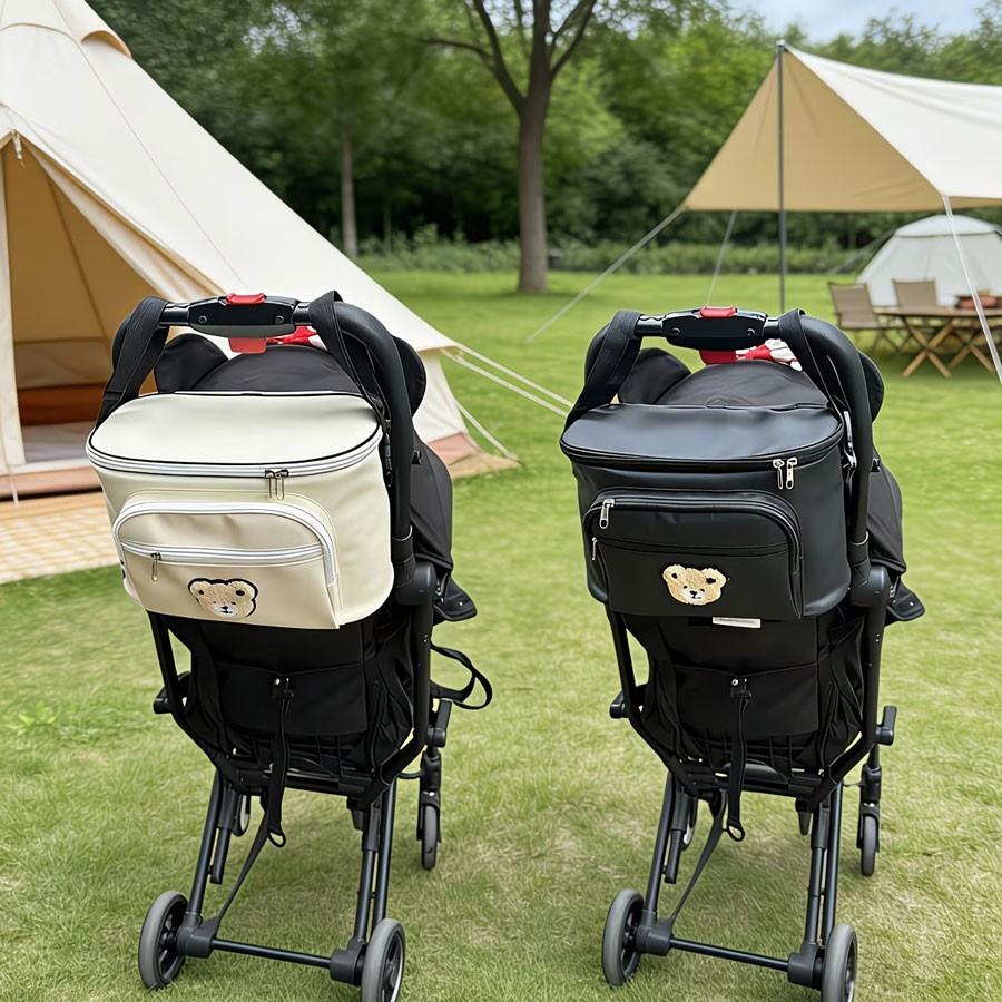 Cute Little Bear Stroller Storage Bag, Large Capacity Multi-Pocket Stroller Accessory, Convenient Baby Gear Organizer