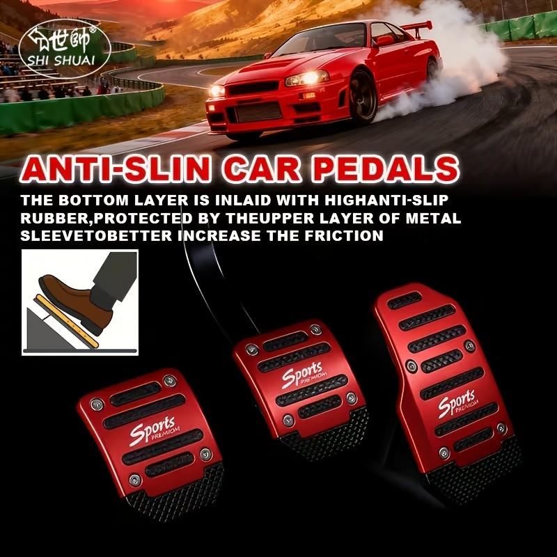 Manual/auto Anti-Slip Car Pedal, Ergonomic Design, Durable Lightweight, Suitable for Accelerator and Brake Pedals, Metal Surface