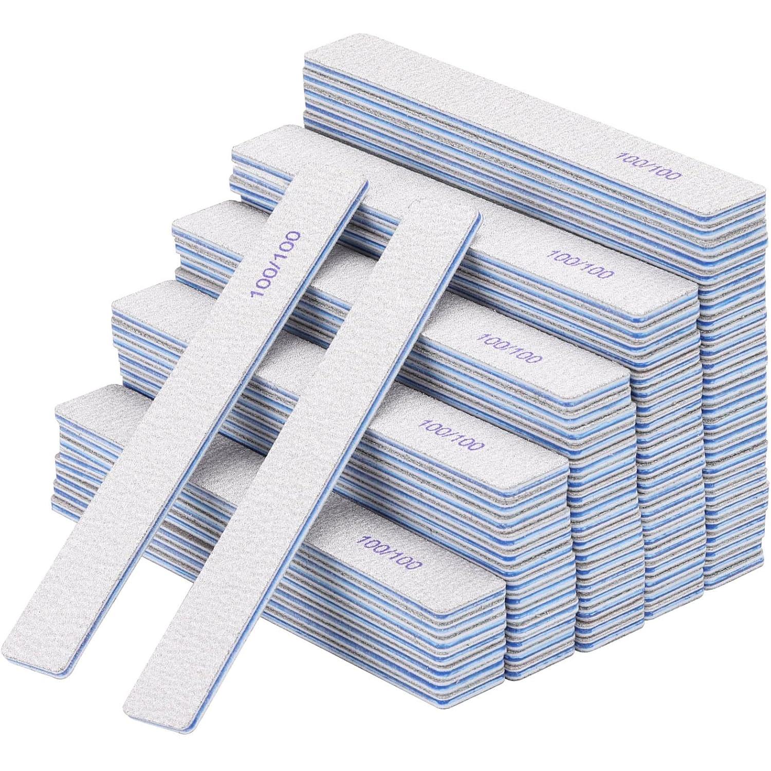 50pcs 80/80,100/100,100/180 Grit Nail Files Acrylic Nails Emery Boards File Professional Nail Art Tools for Home,Salon,Strong,Double Sided