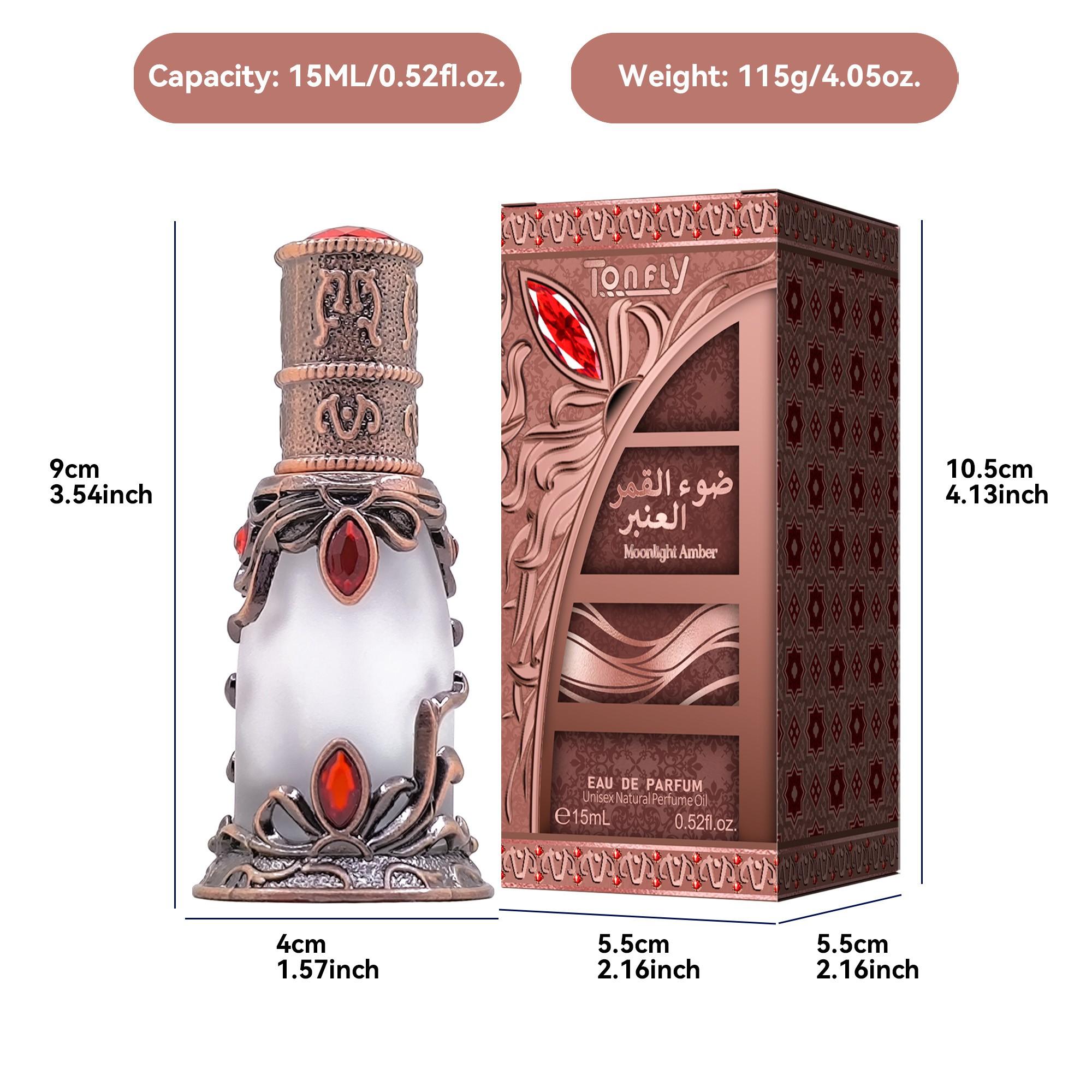 Tonfly Moonlight Amber Ethanol Free Perfume, Fresh Floral Fruit Scent, Floral Fruity Fragrance, 15ML, Liquid Form, Single Item, No Alcohol or Aerosol, Scpn/cpnp Notified