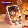 Rechargeable LED Makeup Mirror, LED Cosmetic Mirror, Foldable Travel Vanity Mirror with 3 Color Lighting Modes and Touch Dimming #GLOBAL PICKS