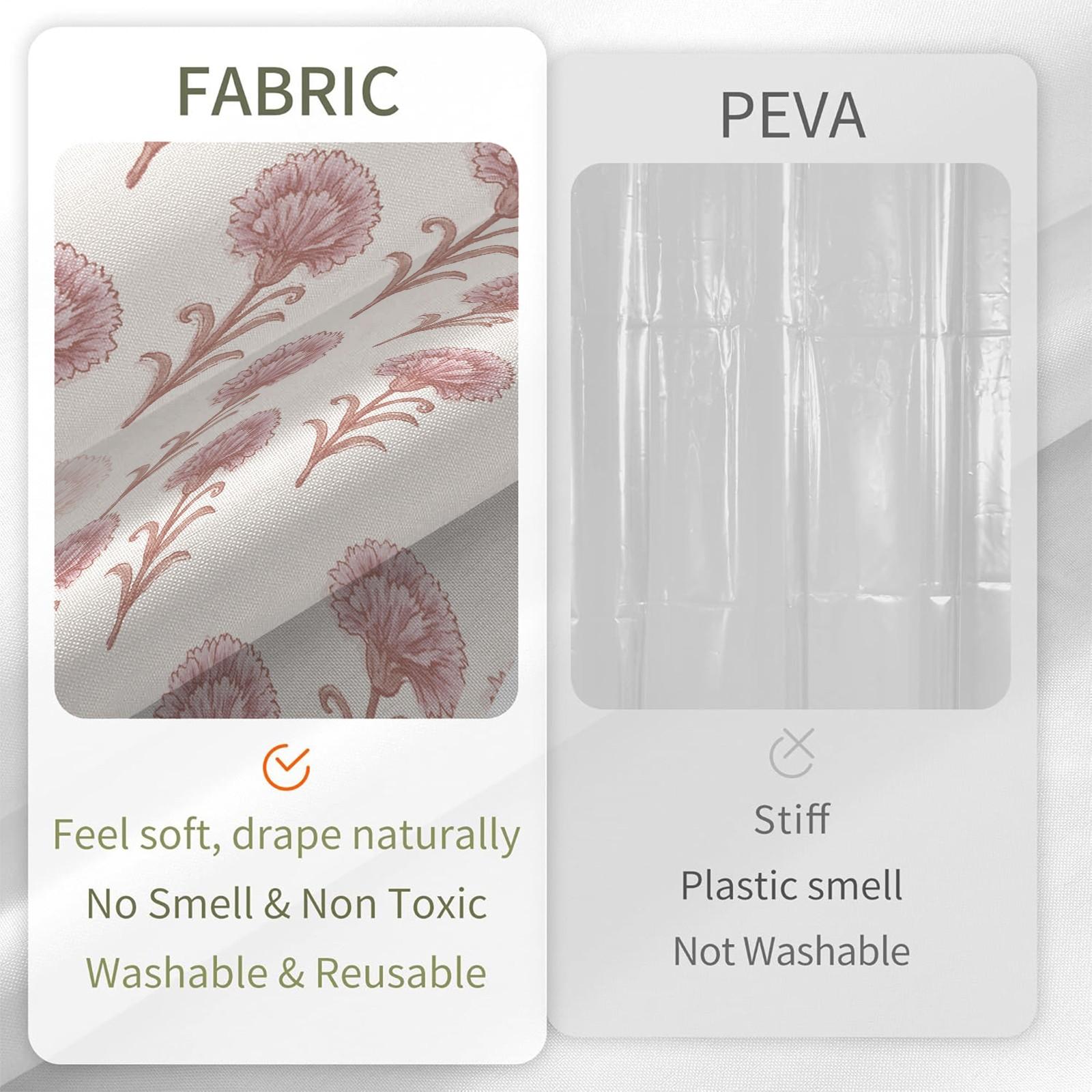 Vintage Pink Carnation Floral Waterproof Shower Curtain, Easy to Install, Perfect for Home, Hotel & Dorm Bathroom Decor